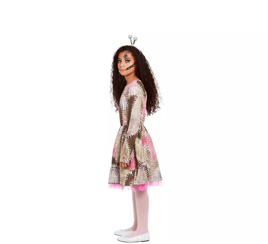 Translation missing: es.Disfraz de Muñeca Vudú marrón y rosa para niña