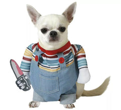 Disfraz de Muñeco Diabólico con brazos y cuchillo para perro