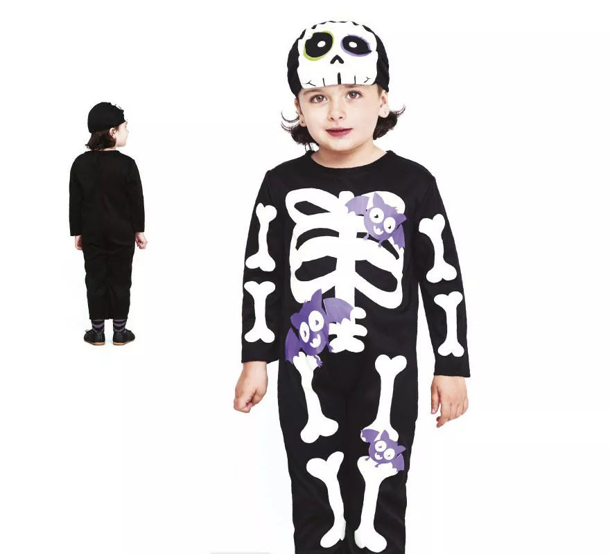 Translation missing: it.Disfraz de Murciélago Esqueleto con gorro para niño