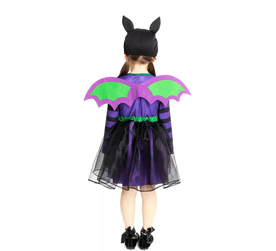 Translation missing: it.Disfraz de Murciélago morado con gorro y alas para bebé y niña