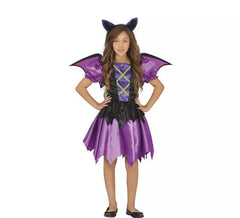 Costume da pipistrello viola con ali per bambina