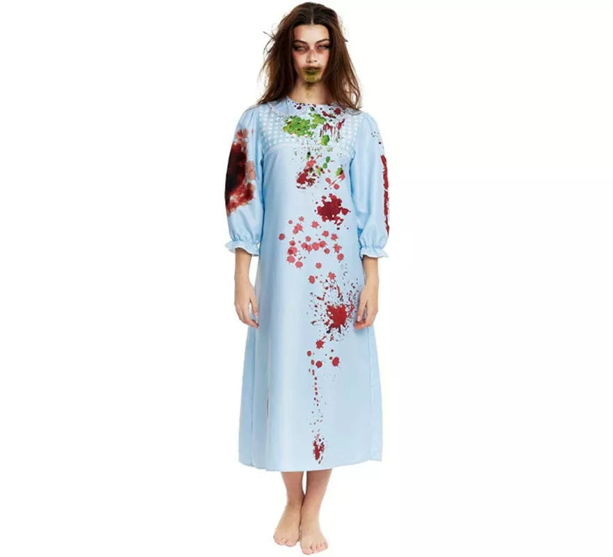 Translation missing: it.Disfraz de Niña Endemoniada en bata azul para mujer