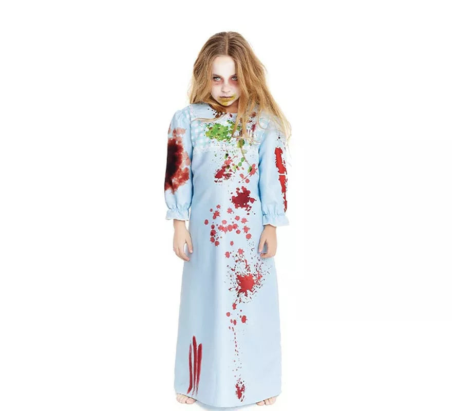 Translation missing: it.Disfraz de Niña Endemoniada en bata azul para niña y adolescente