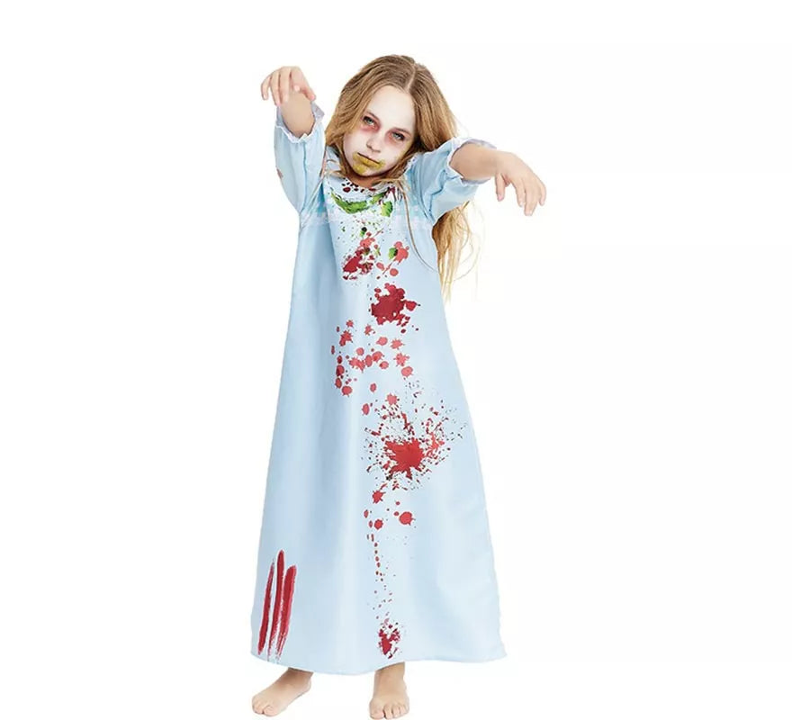Translation missing: it.Disfraz de Niña Endemoniada en bata azul para niña y adolescente
