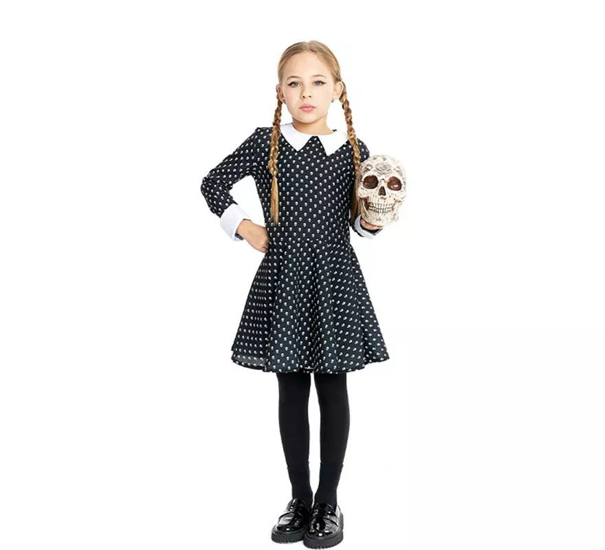 Translation missing: it.Disfraz de Niña Siniestra estampado calavera para niña y adolescente
