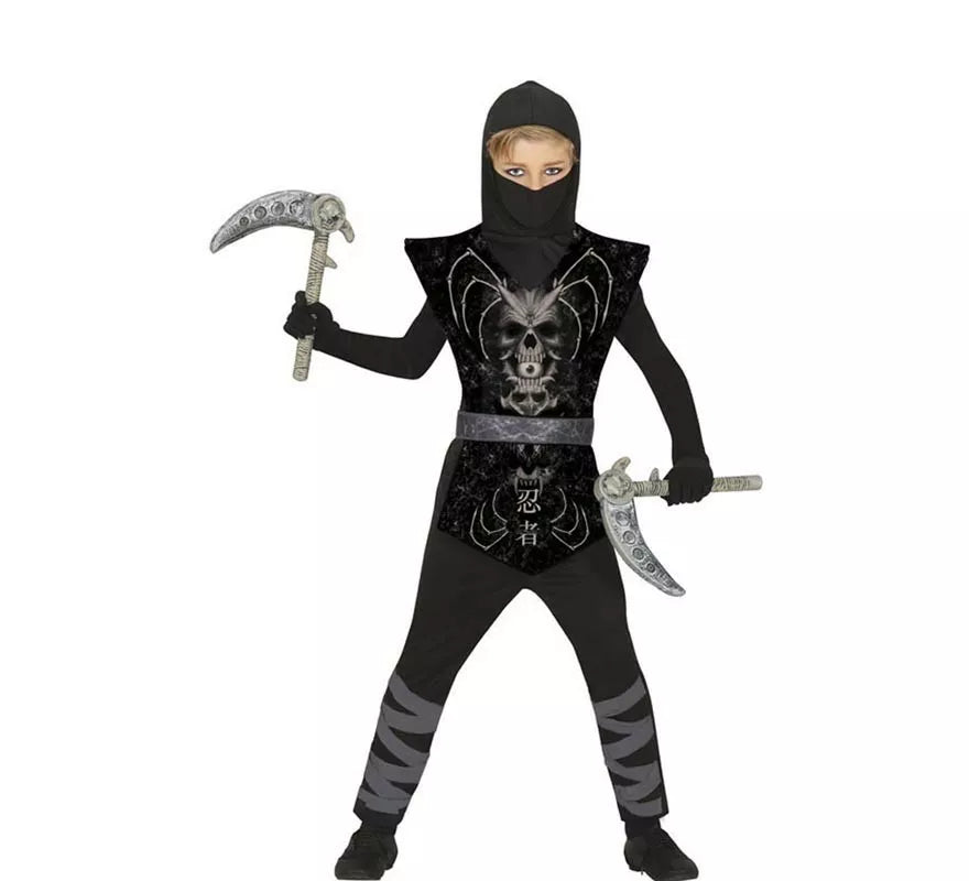 Translation missing: it.Disfraz de Ninja Calavera negro y gris para niños