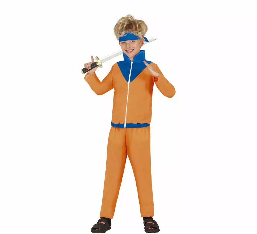 Translation missing: es.Disfraz de Ninja de Anime Naranja y Azul para niño