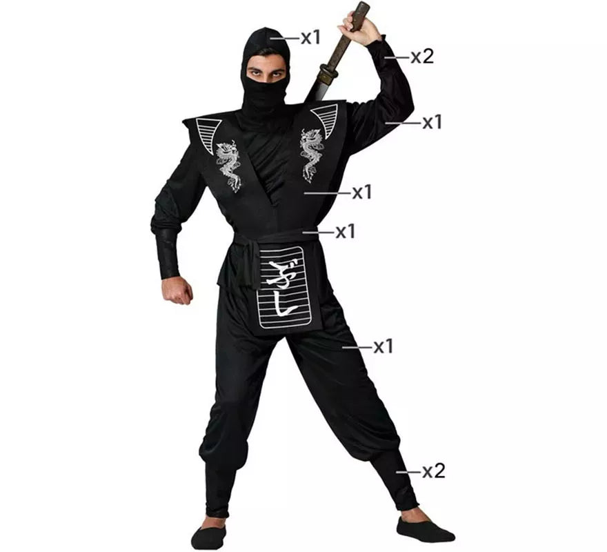 Translation missing: es.Disfraz de Ninja Dragón blanco para hombre