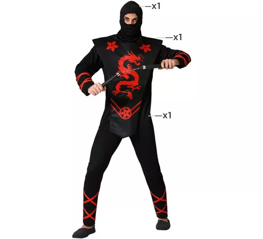 Translation missing: it.Disfraz de Ninja Dragón rojo para hombre