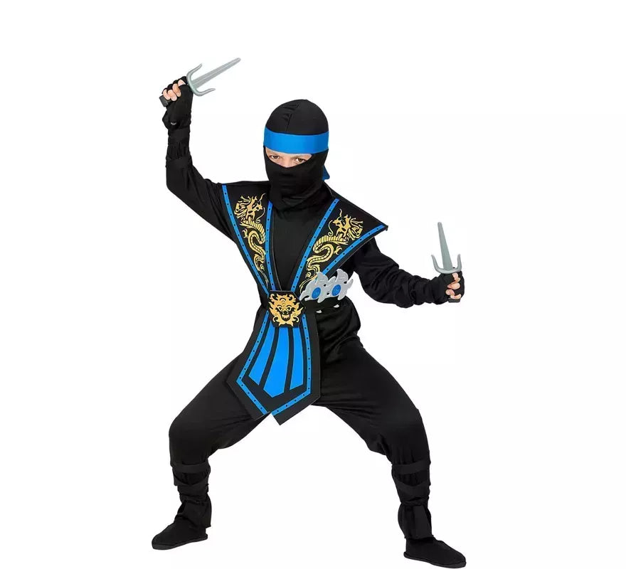 Translation missing: it.Disfraz de Ninja Kombat Azul con Armas para niño