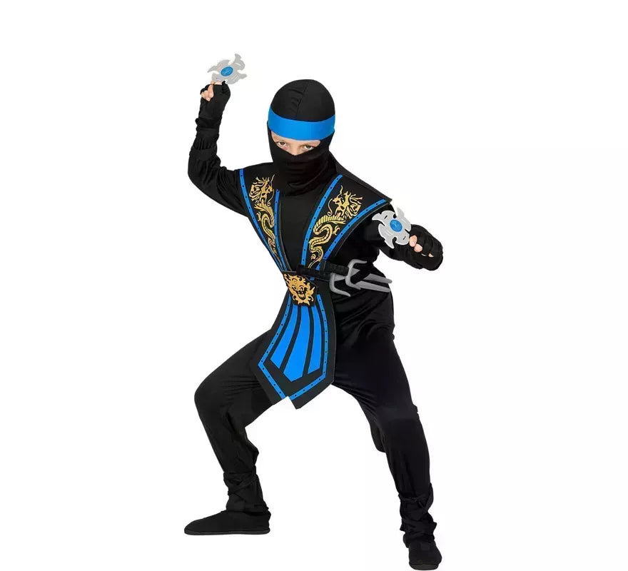 Translation missing: it.Disfraz de Ninja Kombat Azul con Armas para niño