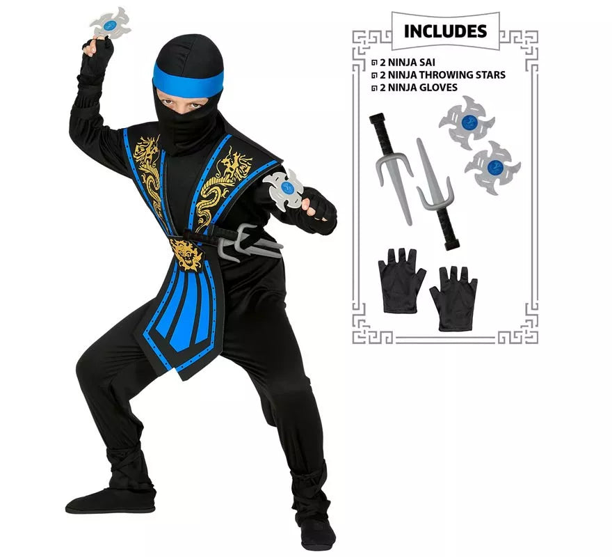 Translation missing: es.Disfraz de Ninja Kombat Azul con Armas para niño