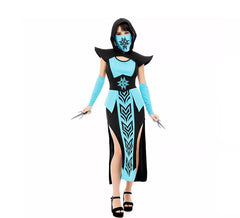 Costume da Ninja Kombat blu e nero da donna