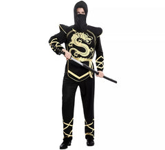 Costume da ninja nero e oro per uomo