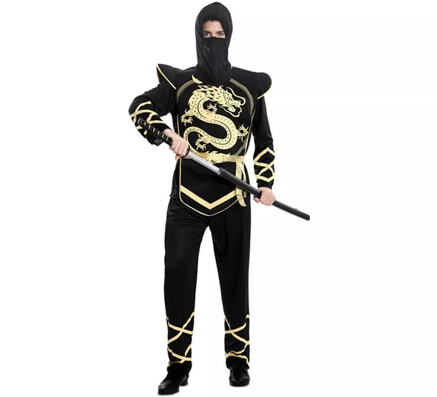 Translation missing: it.Disfraz de Ninja Negro y Dorado para hombre