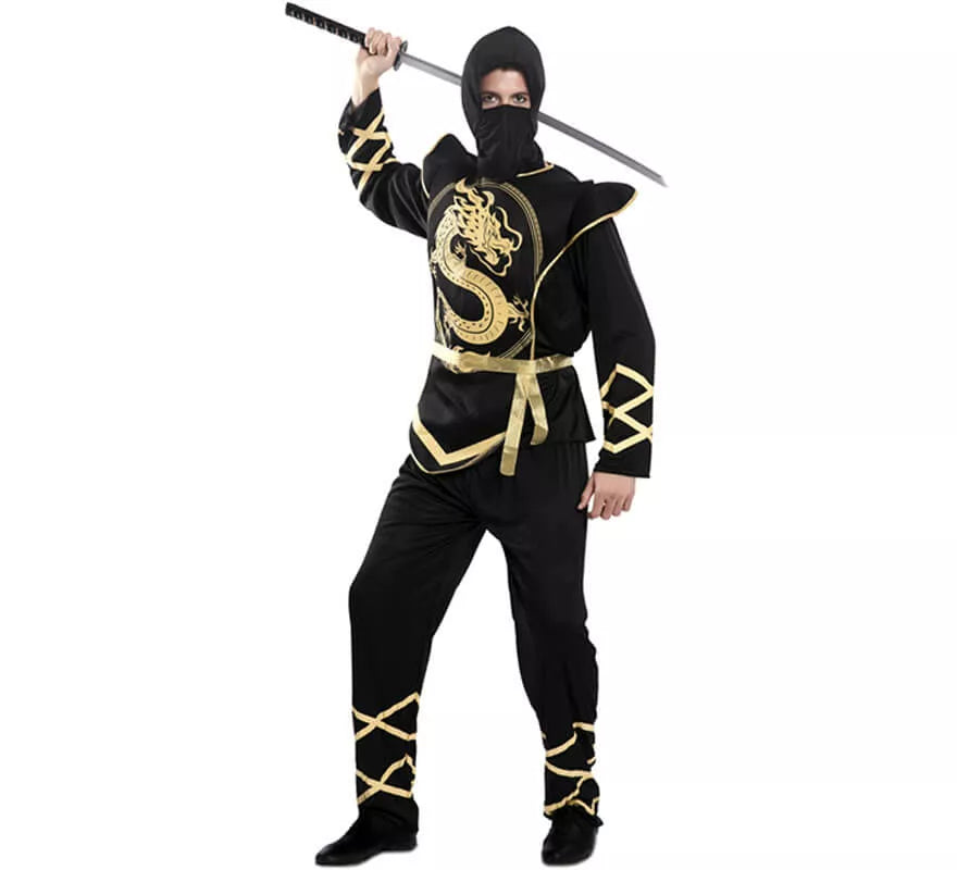 Translation missing: es.Disfraz de Ninja Negro y Dorado para hombre