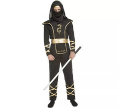 Costume da ninja nero e oro per un uomo