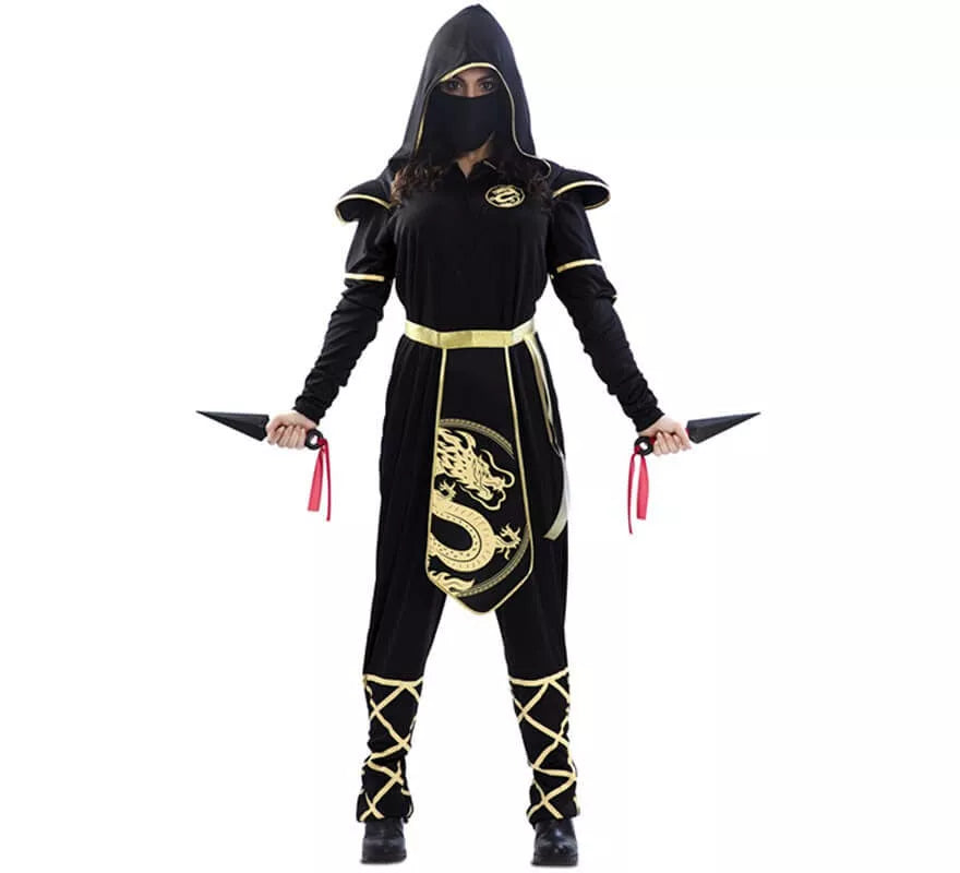 Translation missing: es.Disfraz de Ninja Negro y Dorado para mujer
