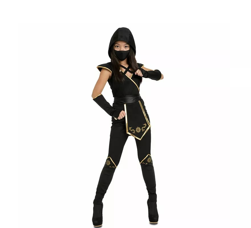 Translation missing: it.Disfraz de Ninja Negro y Dorado para mujer