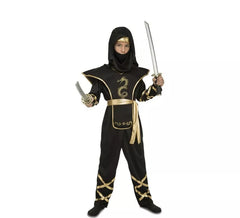 Costume da ninja nero e oro per un ragazzo