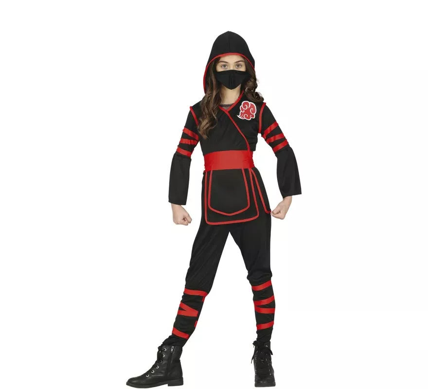 Translation missing: es.Disfraz de Ninja negro y rojo para niña