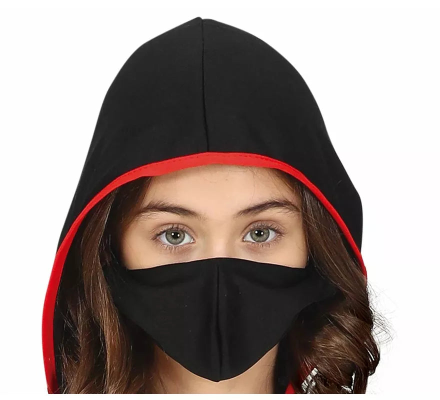 Translation missing: it.Disfraz de Ninja negro y rojo para niña