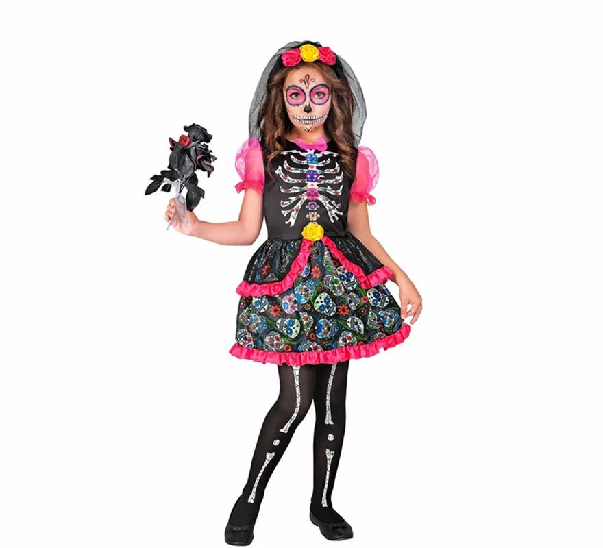 Translation missing: it.Disfraz de Novia Catrina Día de los Muertos para niña