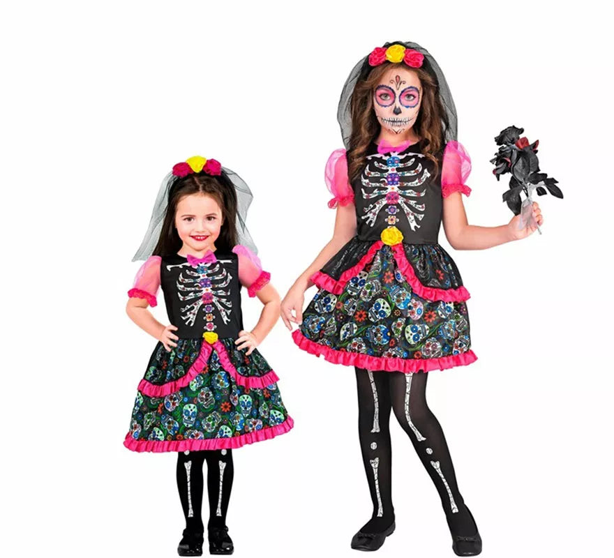 Translation missing: it.Disfraz de Novia Catrina Día de los Muertos para niña