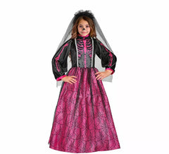 Costume da Sposa Scheletro Fucsia per bambina