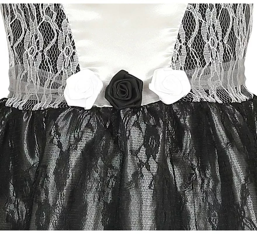 Disfraz de Novia Fantasma Blanco y Negro para niña