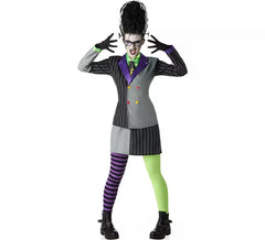 Abito a righe da donna in costume da sposa Frankenstein