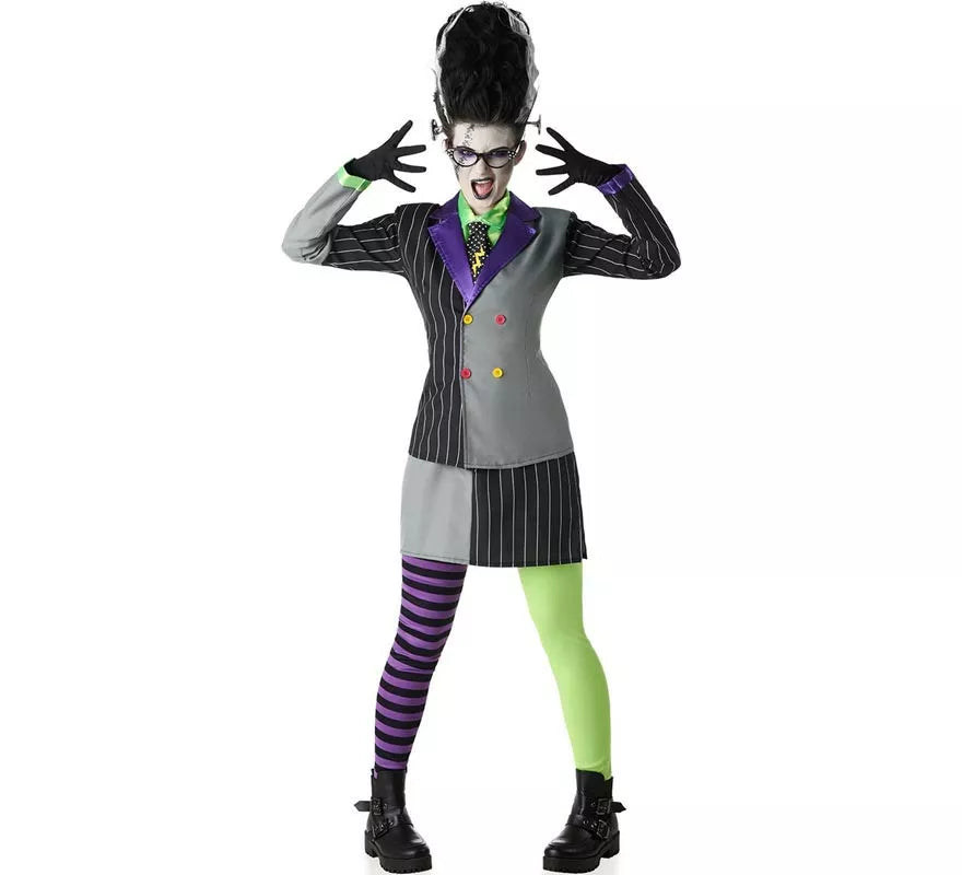 Translation missing: es.Disfraz de Novia Frankenstein traje a rayas para mujer