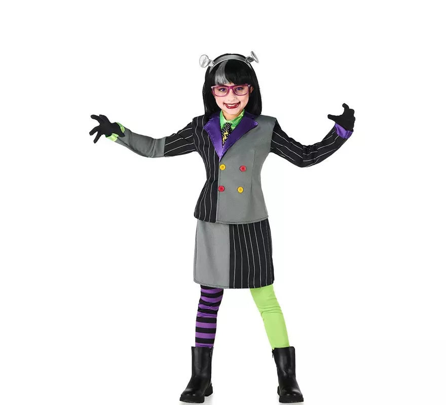 Disfraz de Novia Frankenstein traje a rayas para niña