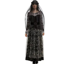 Costume da sposa scuro con velo per donna
