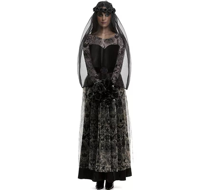 Translation missing: it.Disfraz de Novia oscura con velo para mujer
