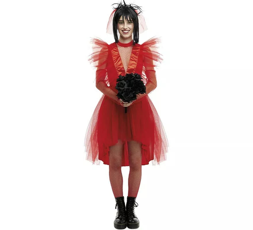 Translation missing: it.Disfraz de Novia roja de Fantasma a rayas para mujer