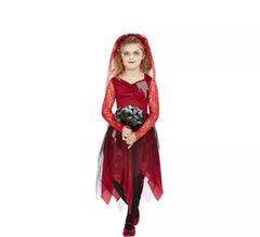 costume rosso della sposa delle zombie per le ragazze