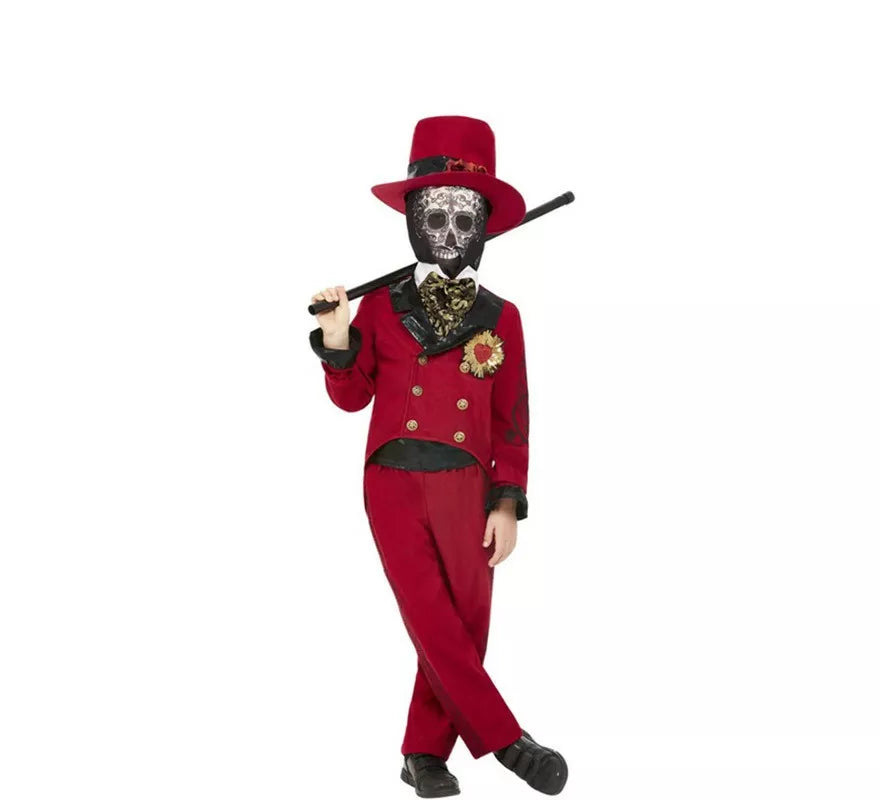 Translation missing: it.Disfraz de Novio del Día de los Muertos Borgoña para niño