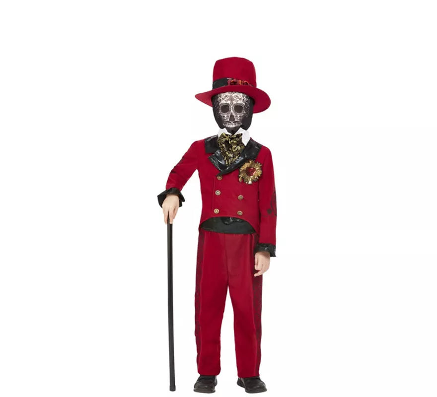 Translation missing: it.Disfraz de Novio del Día de los Muertos Borgoña para niño