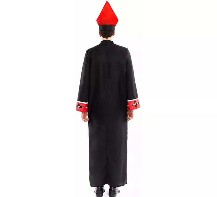 Translation missing: it.Disfraz de Obispo Satánico con estola negro y rojo para hombre