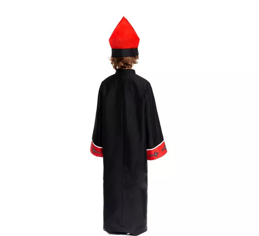 Translation missing: it.Disfraz de Obispo Satánico con estola negro y rojo para niño