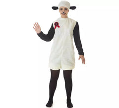 Costume da pecora bianca con cappuccio per adulto