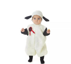 Costume da pecora bianca con cappuccio per neonato