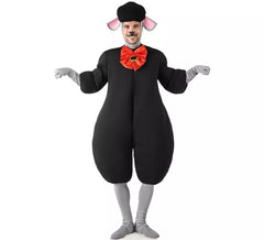 Costume da pecora nera con fiocco e campanello per uomo