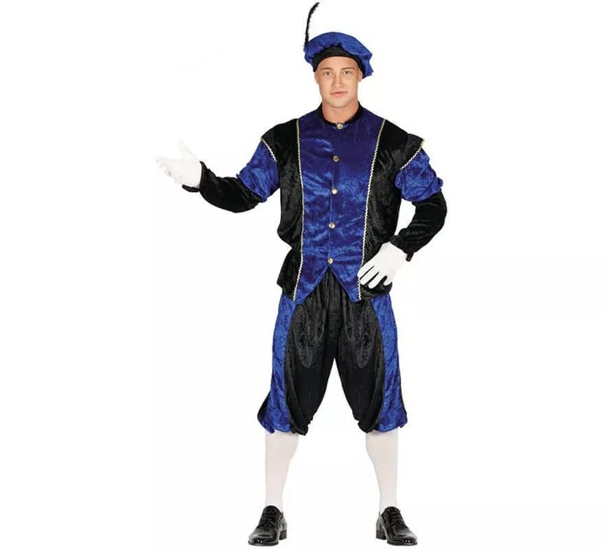 Translation missing: es.Disfraz de Paje Azul y Negro para hombre