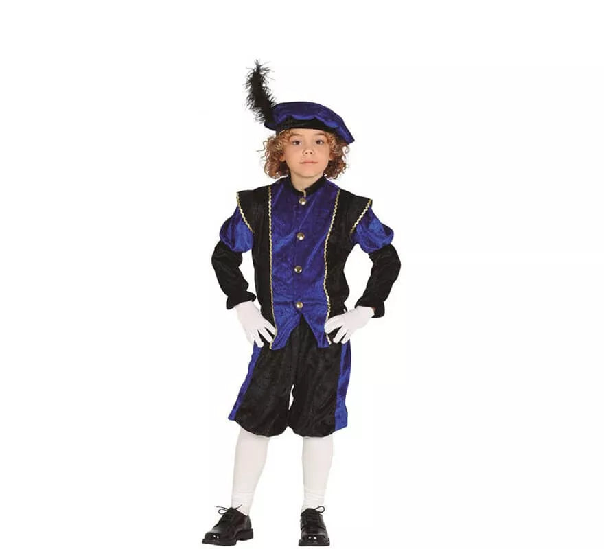 Disfraz de Paje Azul y Negro para niño