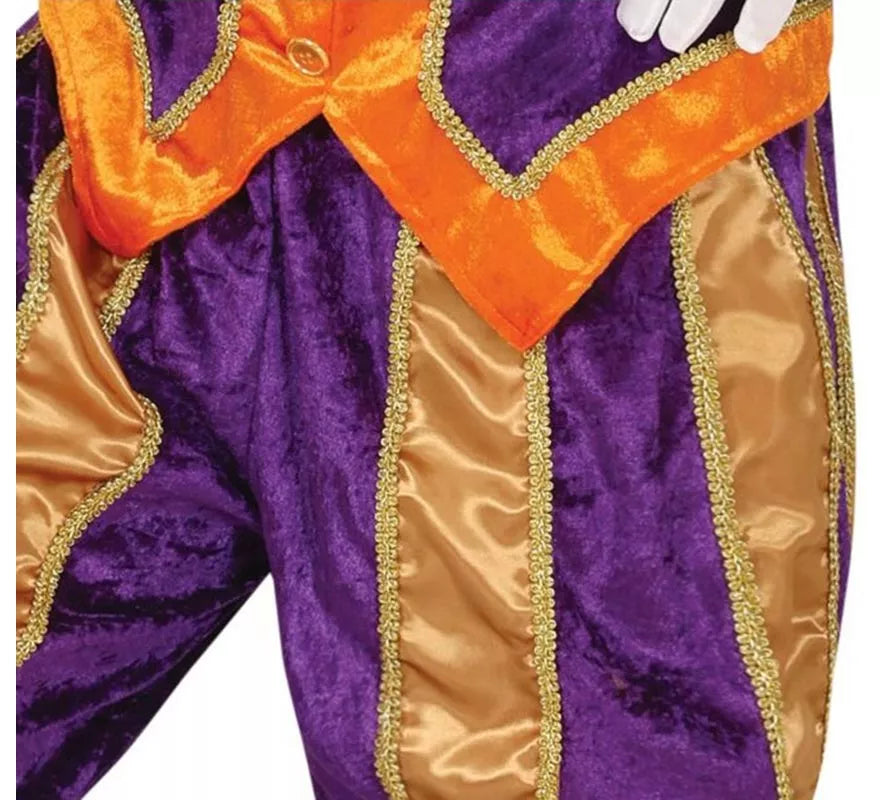 Translation missing: it.Disfraz de Paje morado y naranja con gorro para hombre