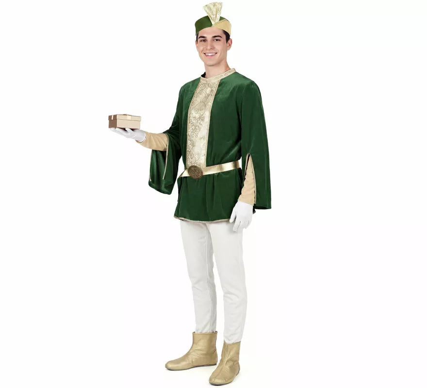 Translation missing: it.Disfraz de Paje Real verde para hombre