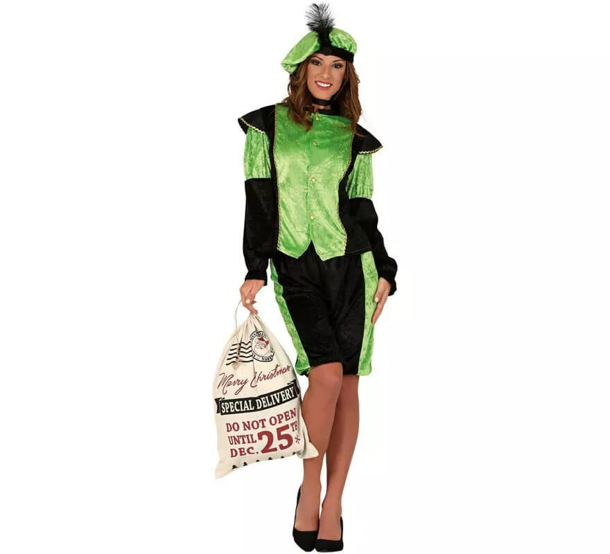 Translation missing: es.Disfraz de Paje Real Verde para mujer