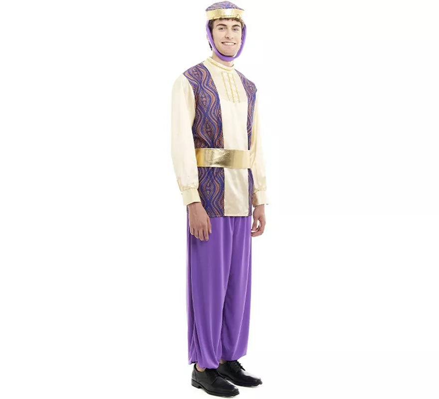 Translation missing: es.Disfraz de Paje Rey Baltasar morado con gorro para hombre